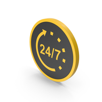 Icon 24 / 7 Open Yellow PNG & PSD Images