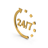 Symbol 24 / 7 Open Gold PNG & PSD Images