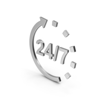 Symbol 24 / 7 Open Silver PNG & PSD Images