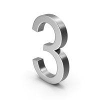 Number 3 Silver PNG & PSD Images