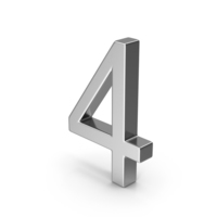 Number 4 Silver PNG & PSD Images