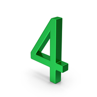 Number 4 Green Metallic PNG & PSD Images