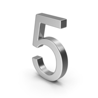 Number 5 Silver PNG & PSD Images