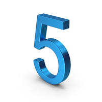 Number 5 Blue Metallic PNG & PSD Images
