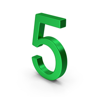 Number 5 Green Metallic PNG & PSD Images
