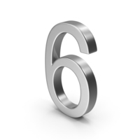 Number 6 Silver PNG & PSD Images