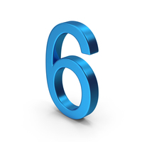 Number 6 Blue Metallic PNG & PSD Images