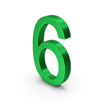 Number 6 Green Metallic PNG & PSD Images