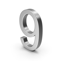 Number 9 Silver PNG & PSD Images