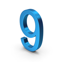 Number 9 Blue Metallic PNG & PSD Images