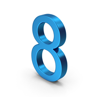 Number 8 Blue Metallic PNG & PSD Images