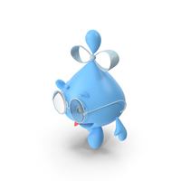 Water Drop Cartoon Lady Character Waving PNG & PSD Images