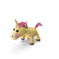 Yellow Cartoon Unicorn Walking Pose PNG & PSD Images