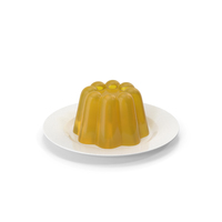 Yellow Vanilla Jelly Pudding on Plate PNG & PSD Images