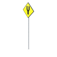 Caution Fork In Road Sign PNG & PSD Images