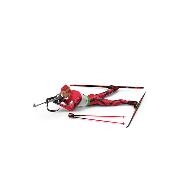 Biathlete Fully Equipped Shooting Pose PNG & PSD Images