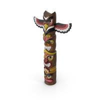Colorful Wooden Totem Pole PNG & PSD Images