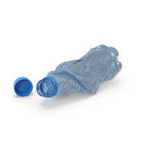 Crushed Empty Plastic Bottle Blue with Cap PNG & PSD Images