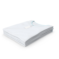 Female V Neck Folded Stacked With Tag White and Blue PNG & PSD Images