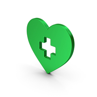 Symbol Medical Heart Green Metallic PNG & PSD Images