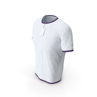 Male Crew Neck Worn With Tag White and Purple PNG & PSD Images