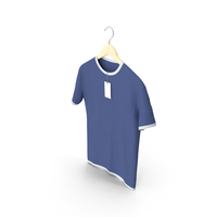Male Crew Neck Hanging With Tag White and Dark Blue PNG & PSD Images