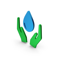 Symbol Save Water Colored Metallic PNG & PSD Images