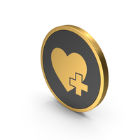 Gold Icon Heart With Medical Cross PNG & PSD Images