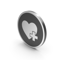 Silver Icon Heart With Medical Cross PNG & PSD Images