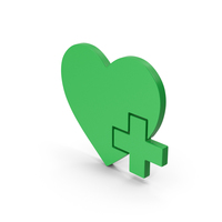 Symbol Heart With Medical Cross Green PNG & PSD Images