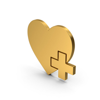 Symbol Heart With Medical Cross Gold PNG & PSD Images