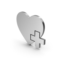 Silver Heart With Medical Cross Symbol PNG & PSD Images