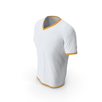 Male V Neck Worn White and Orange PNG & PSD Images