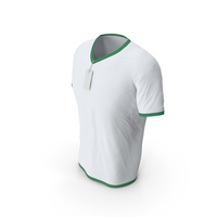Male V Neck Worn With Tag White and Green PNG & PSD Images