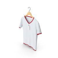 Male V Neck Hanging With Tag White and Red PNG & PSD Images
