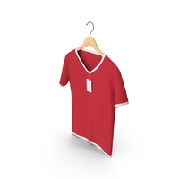 Male V Neck Hanging With Tag White and Red PNG & PSD Images