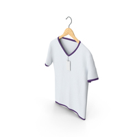 Male V Neck Hanging With Tag White and Purple PNG & PSD Images