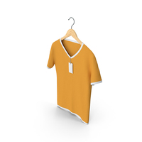 Male V Neck Hanging With Tag White and Orange PNG & PSD Images