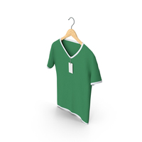 Male V Neck Hanging With Tag White and Green PNG & PSD Images