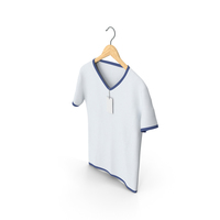 Male V Neck Hanging With Tag White and Dark Blue PNG & PSD Images
