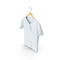Male V Neck Hanging With Tag White and Blue PNG & PSD Images