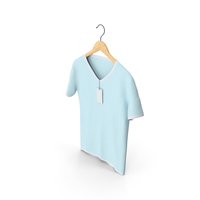 Male V Neck Hanging With Tag White and Blue PNG & PSD Images