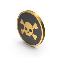 Gold Icon Skull With Crossed Bones PNG & PSD Images