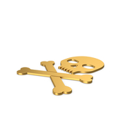 Gold Symbol Skull With Crossed Bones PNG & PSD Images