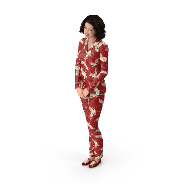 Asian Woman in Satin Pijama PNG & PSD Images