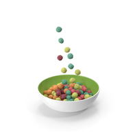 Colorful Cereal Balls Falling into Bowl PNG & PSD Images