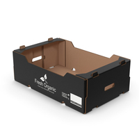 Corrugated Paper Fruit Tray Box Black Print PNG & PSD Images