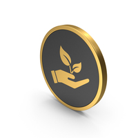Gold Icon Hand Holding Plant PNG & PSD Images