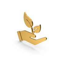 Gold Hand Holding Plant Symbol PNG & PSD Images
