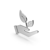 Symbol Hand Holding Plant Silver PNG & PSD Images